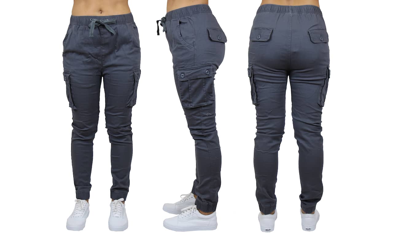 Galaxy By Harvic Loose Fit Cotton Stretch Twill Women's Cargo Joggers